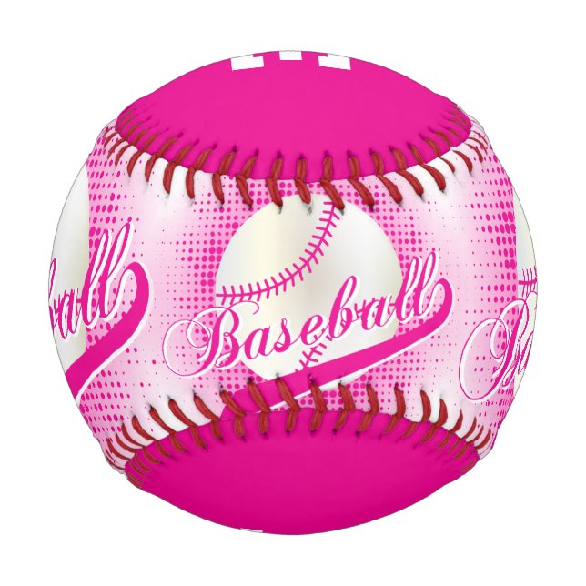 Hot Pink | White Retro Baseball Sports (Back)