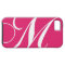 Hot Pink, White Script Monogram M