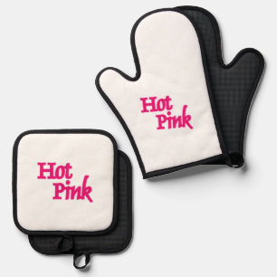 Hot Pink white silicone oven mitts pot holder sets Oven Mitt & Pot Holder Set