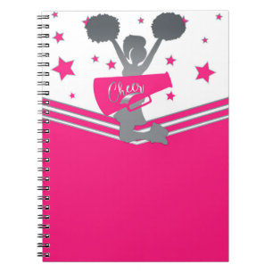 Hot Pink & White Stars Cheer Cheer-leading Notebook