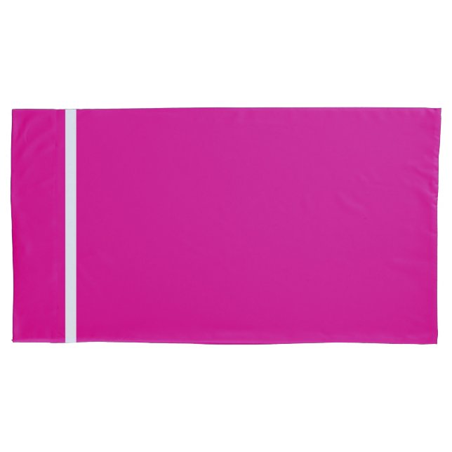 Hot Pink  +  White Stripe Trim  Pillowcase (Front-Left)