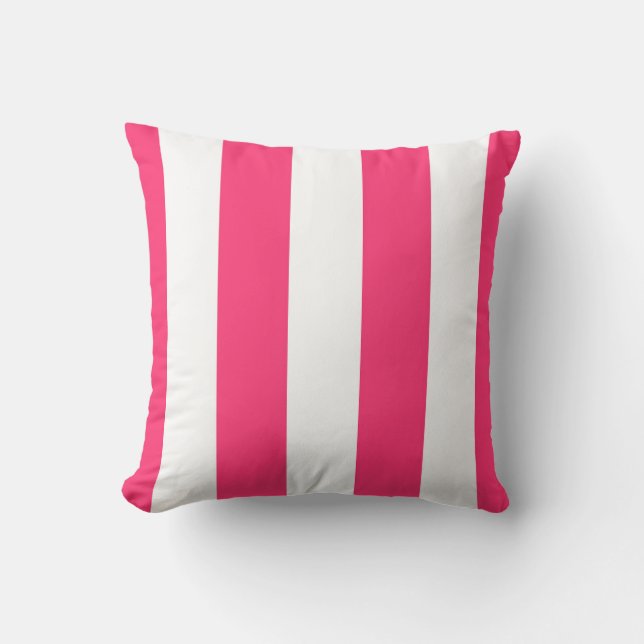 Hot Pink & White Striped Decorative Cushion (Front)