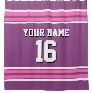 Hot Pink White Stripes Sports Jersey Shower Curtain