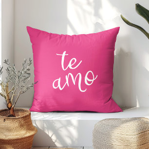 Hot Pink White Te Amo Cushion