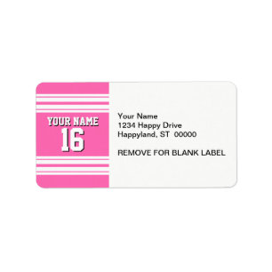 Hot Pink White Team Jersey Custom Number Name Label