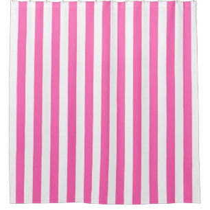 Hot Pink White Vertical Stripe NL #0 Shower Curtain