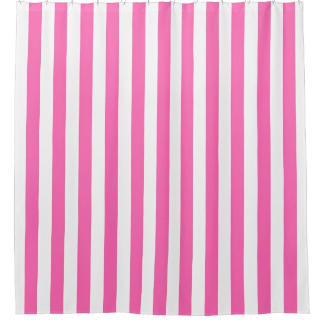 Hot Pink White Vertical Stripe NL #0 Shower Curtain (Front)