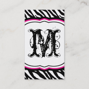 Hot Pink White Zebra Print Pattern Business Card