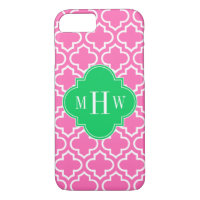 Hot Pink Wht Moroccan #6 Emerald Green 3I Monogram