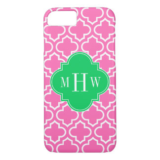 Hot Pink Wht Moroccan #6 Emerald Green 3I Monogram iPhone 8/7 Case