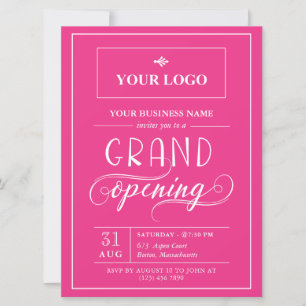 Hot Pink Wide Logo Grand Opening  Invitation