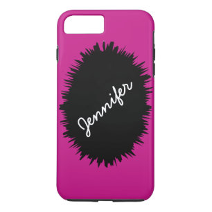 Hot Pink with Black Splash, Custom Script Name iPhone 8 Plus/7 Plus Case