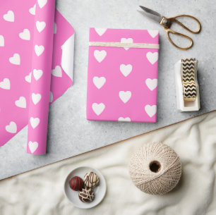 Hot Pink with hearts Wrapping Paper