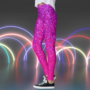 Hot Pink with Purple Freckles Print Leggings