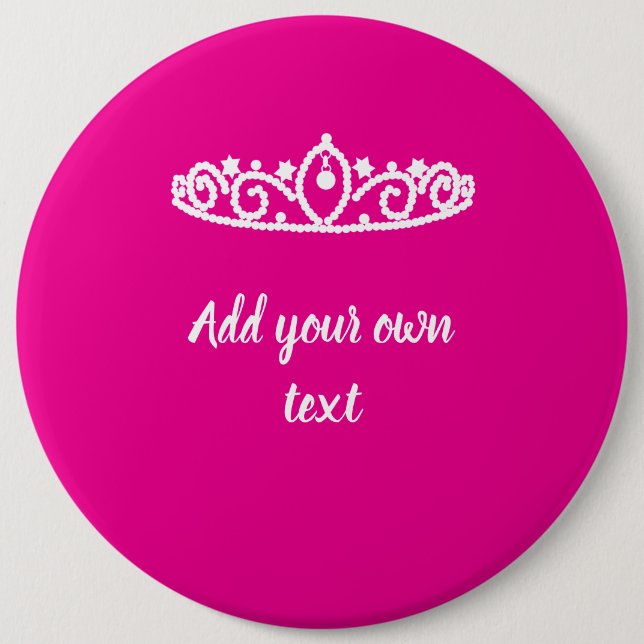 Hot Pink With White Tiara Custom Princess Badge (Front)