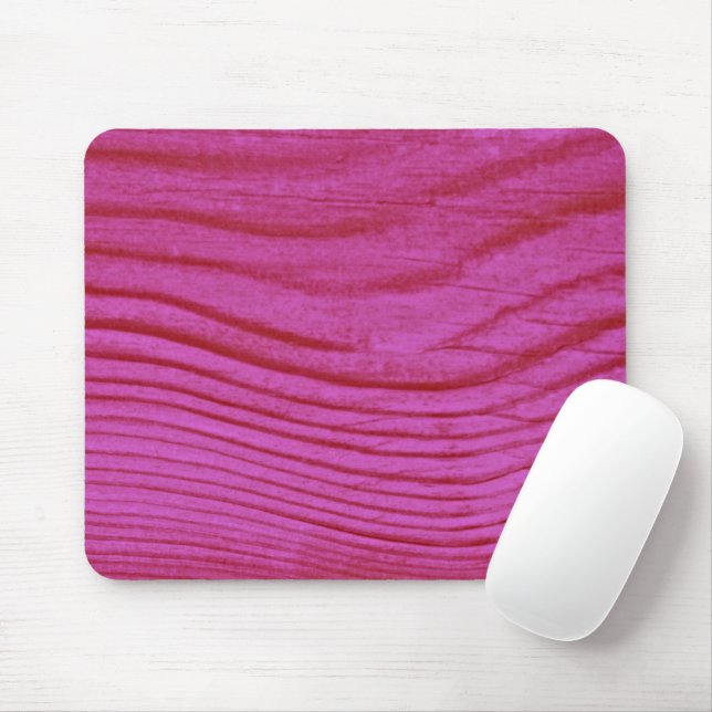 Hot Pink Wood Grain Mouse Mat (With Mouse)
