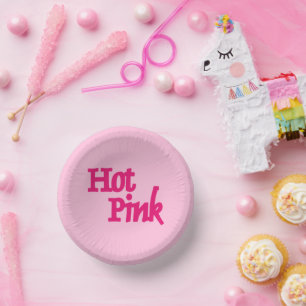 Hot Pink word pink paper bowls Plate