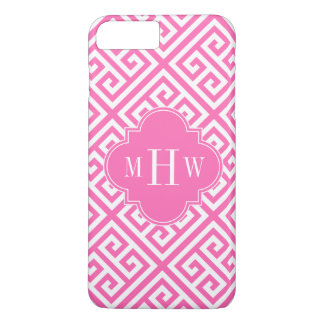 Hot Pink Wt Med Greek Key Diag T HotPn 3I Monogram iPhone 8 Plus/7 Plus Case