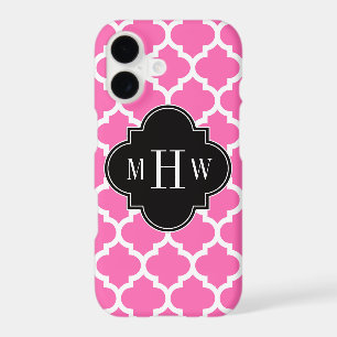 Hot Pink Wt Moroccan #5 Black 3 Initial Monogram