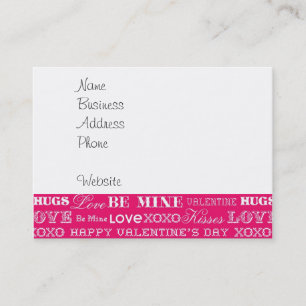 Hot Pink XOXO Love Be Mine Happy Valentine's Day Business Card