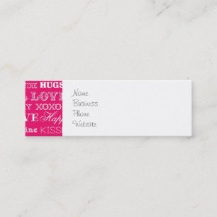 Hot Pink XOXO Love Be Mine Happy Valentine's Day Mini Business Card
