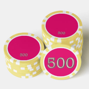 Hot Pink yellow 500 striped poker chip
