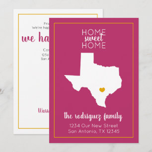 Hot Pink & Yellow Home Sweet Home - Texas Moving Announcement