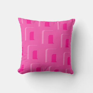 Hot Pink Yellow Retro Geometric Pattern Cushion