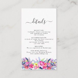 Hot Pink & Yellow Spring Floral Wedding Enclosure Card