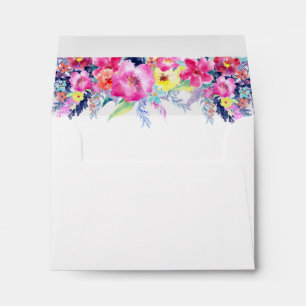 Hot Pink & Yellow Spring Floral Wedding Envelope