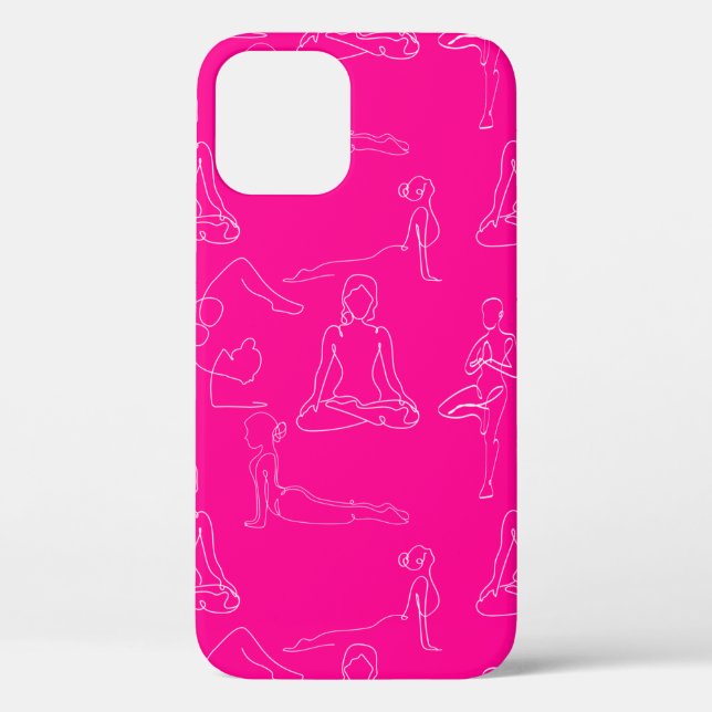 hot pink yoga positions line drawings Case-Mate iPhone case (Back)