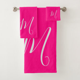 Hot Pink - you chic monogram Bath Towel Set