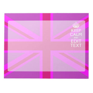 Hot Pink Your Keep Calm Edit Text Union Jack Notepad