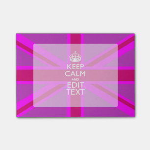 Hot Pink Your Keep Calm Edit Text Union Jack Post-it Notes