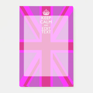 Hot Pink Your Keep Calm Edit Text Union Jack Post-it Notes