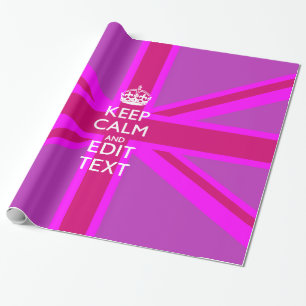 Hot Pink Your Keep Calm Edit Text Union Jack Wrapping Paper
