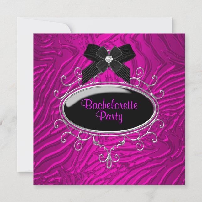 Hot Pink Zebra Bachelorette Party Invitation (Front)
