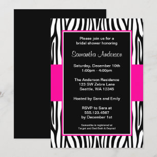 Hot Pink Zebra Bridal Shower Invitation