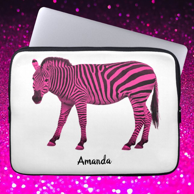 Hot Pink Zebra Electronics Bag w/ Your Name (Creator Uploaded)