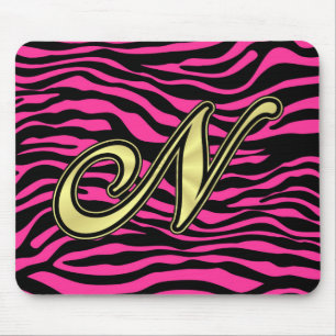 HOT PINK ZEBRA GOLD N MOUSE MAT