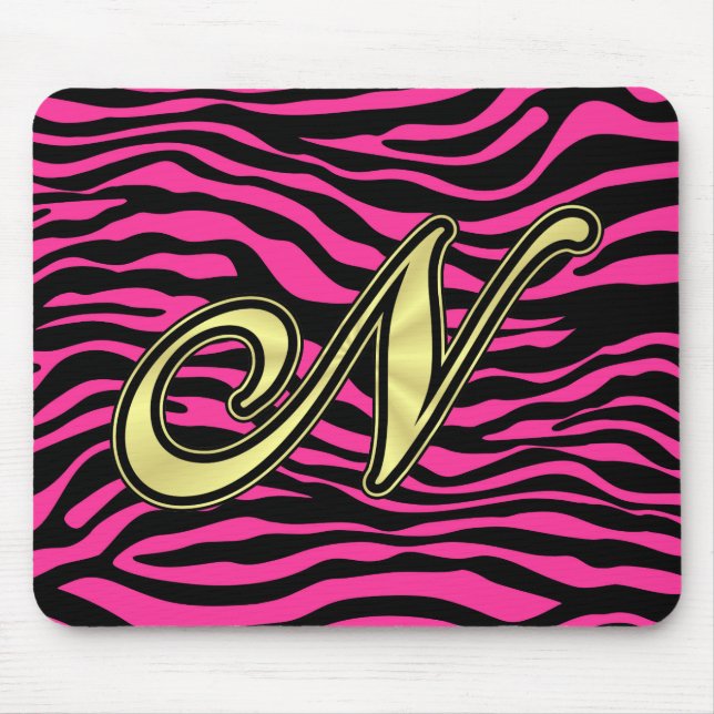 HOT PINK ZEBRA GOLD N MOUSE MAT (Front)