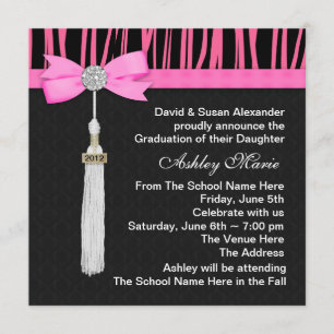 Hot Pink Zebra Graduation Announcements