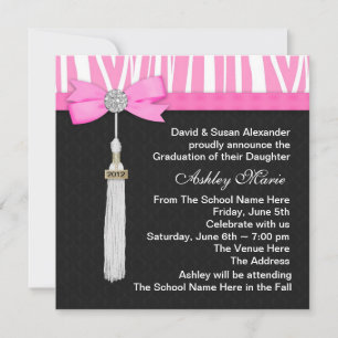 Hot Pink Zebra Graduation Announcements