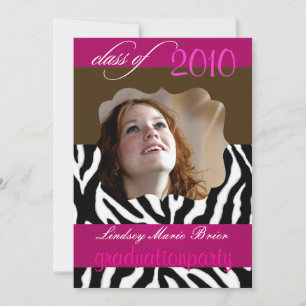Hot Pink Zebra/Graduations Party Invitations