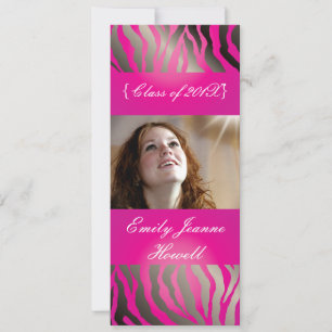 Hot Pink Zebra/Graduations Party Invitations