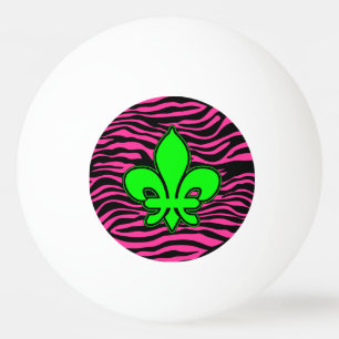 HOT PINK ZEBRA GREEN FLEUR DE LIS PING PONG BALL