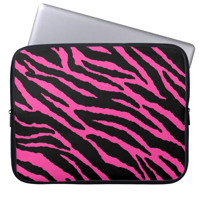 Hot Pink Zebra Laptop Sleeve (Front)