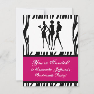 Hot Pink Zebra Party Invitation