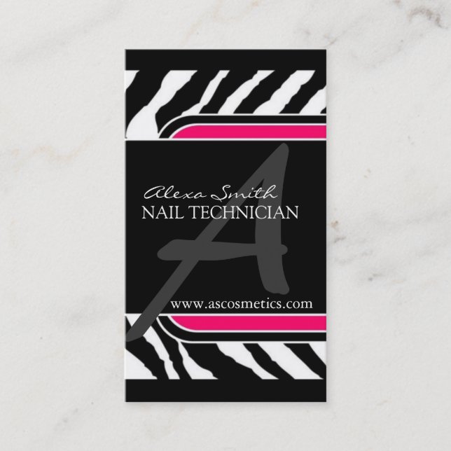 Hot Pink Zebra Print  Business Card (Front)