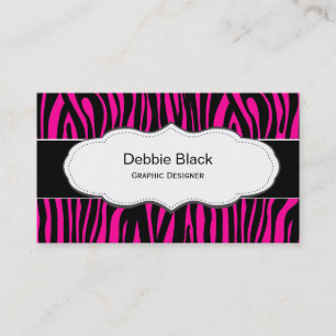 Hot Pink Zebra print business cards